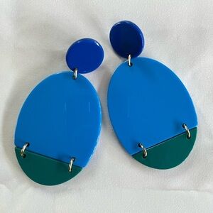 J. Crew Lucite Earrings Blue Disc